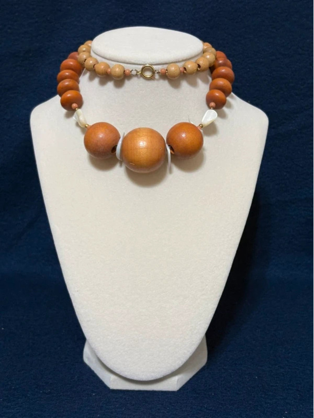 Tribal style wood beaded necklace